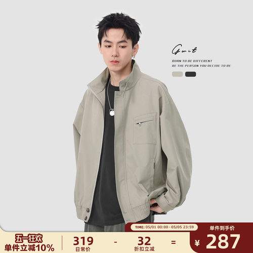 GWIT 美式复古cleanfit春秋棒球服短款休闲夹克上衣工装外套男士
