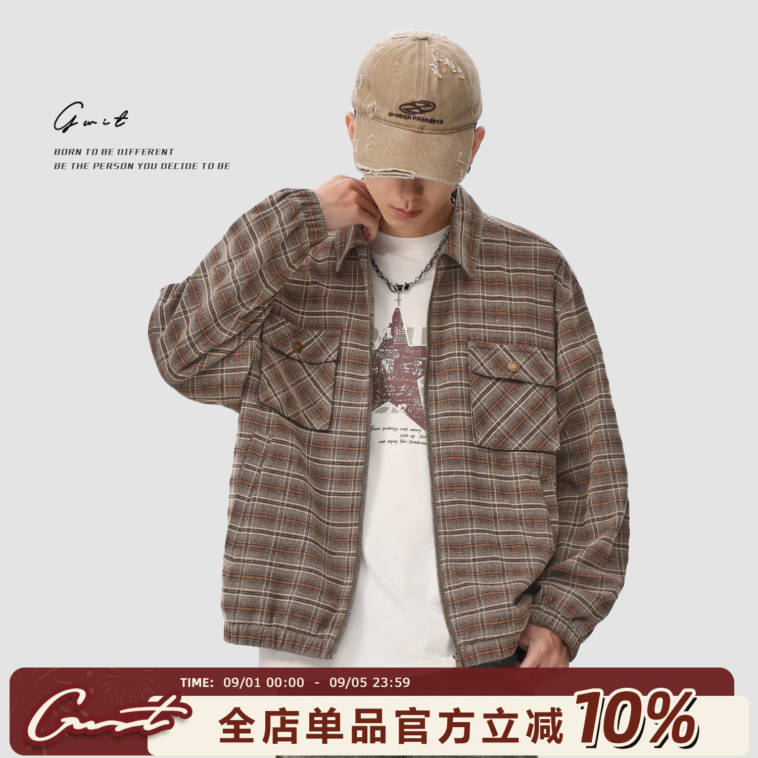 GWIT美式经典轻熟老钱风格子外套图片