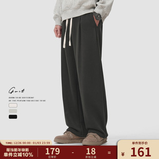三色加绒经典 重磅加厚保暖运动休闲裤 款 冬季 男 垂感阔腿卫裤 GWIT