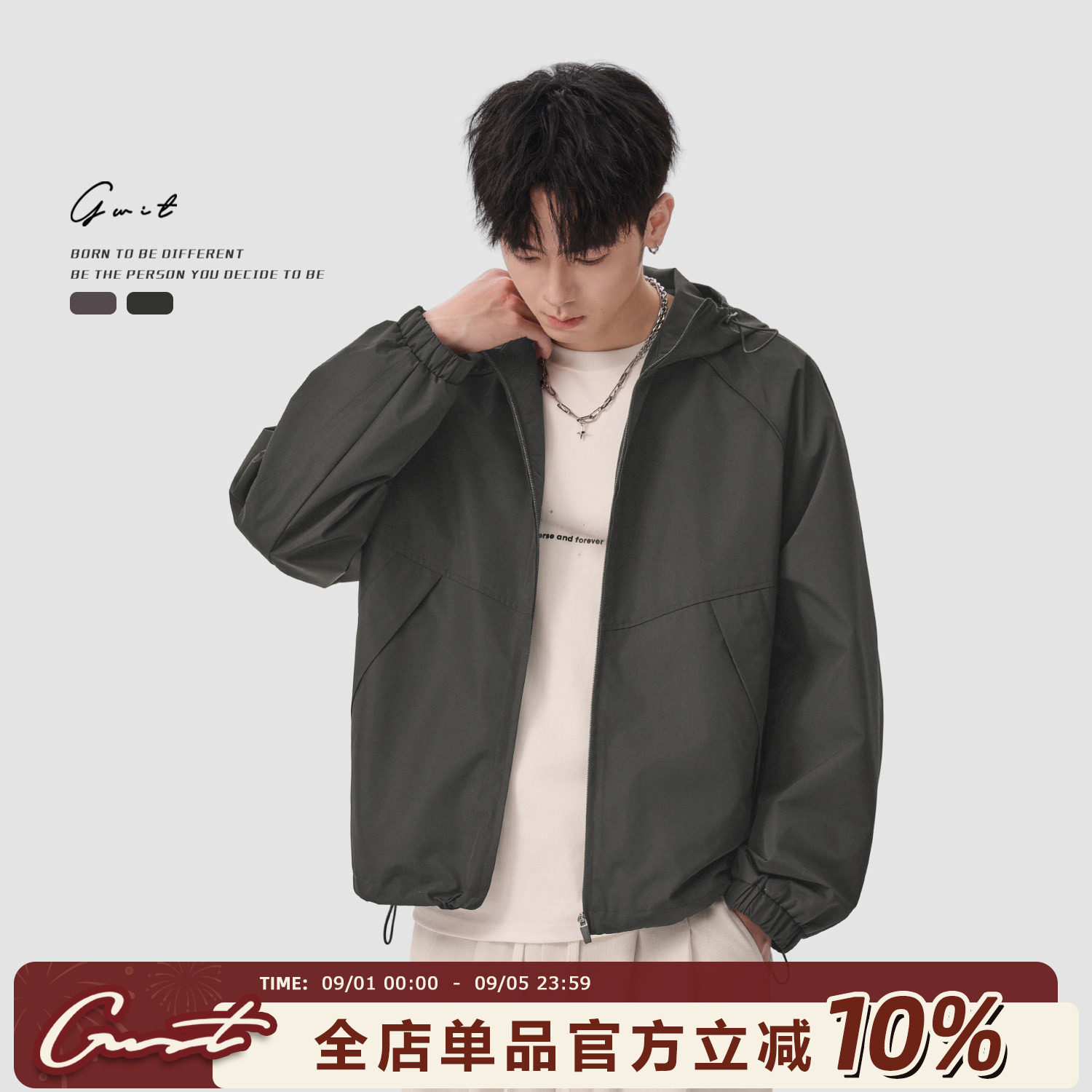 GWIT城市轻户外三防廓形连帽外套图片