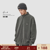 GWIT 重磅摇粒绒户外保暖骑行登山打底加绒加厚半拉链卫衣男 冬季