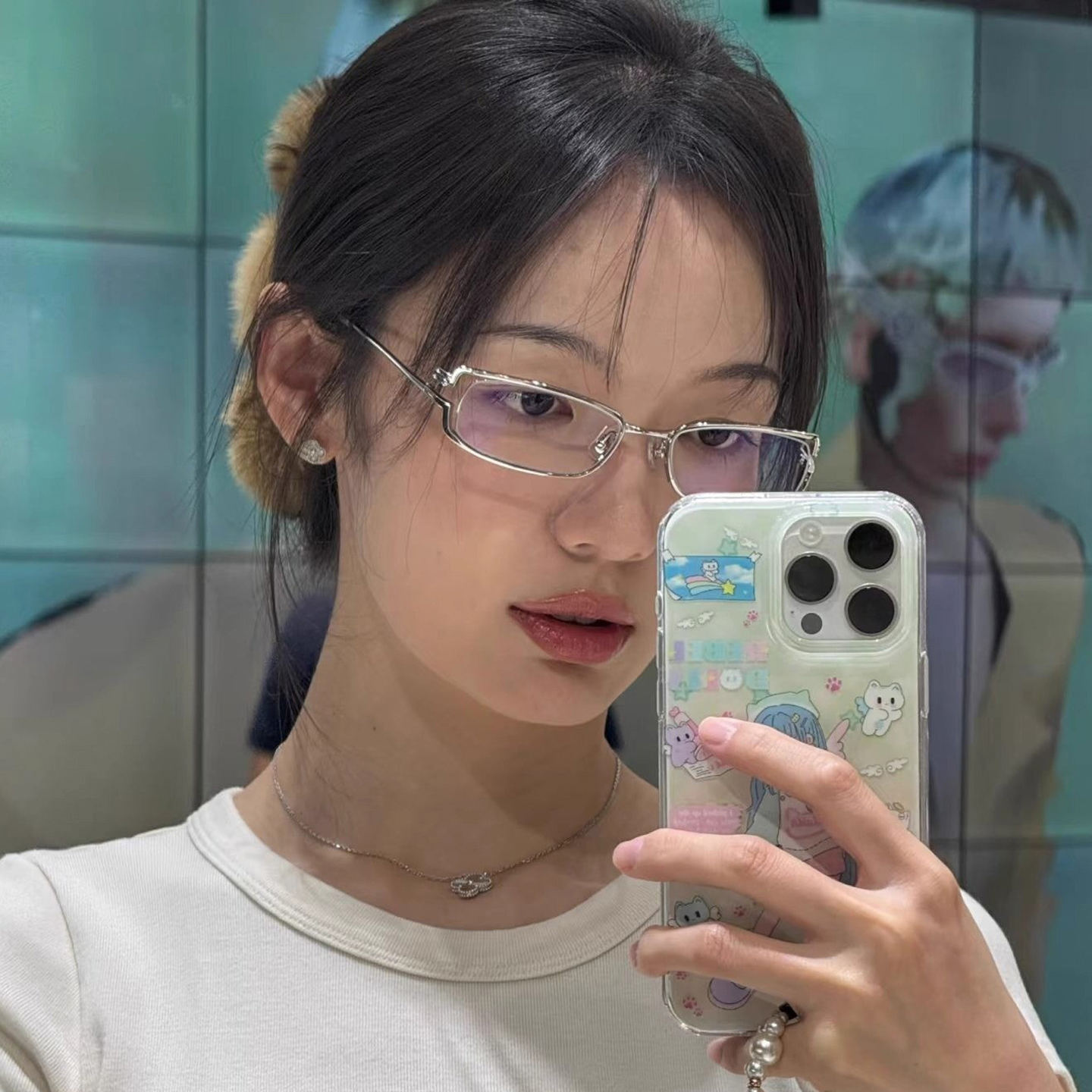 Jennie同款金属银色小方框配度数