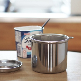 耐用不锈钢 制作脱水酸奶厨房小工具容器 日本制造进口three snow