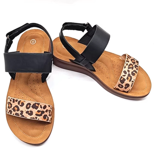 【清仓】外贸欧美风豹纹简约凉鞋女夏季轻便平底休闲百搭女士凉鞋