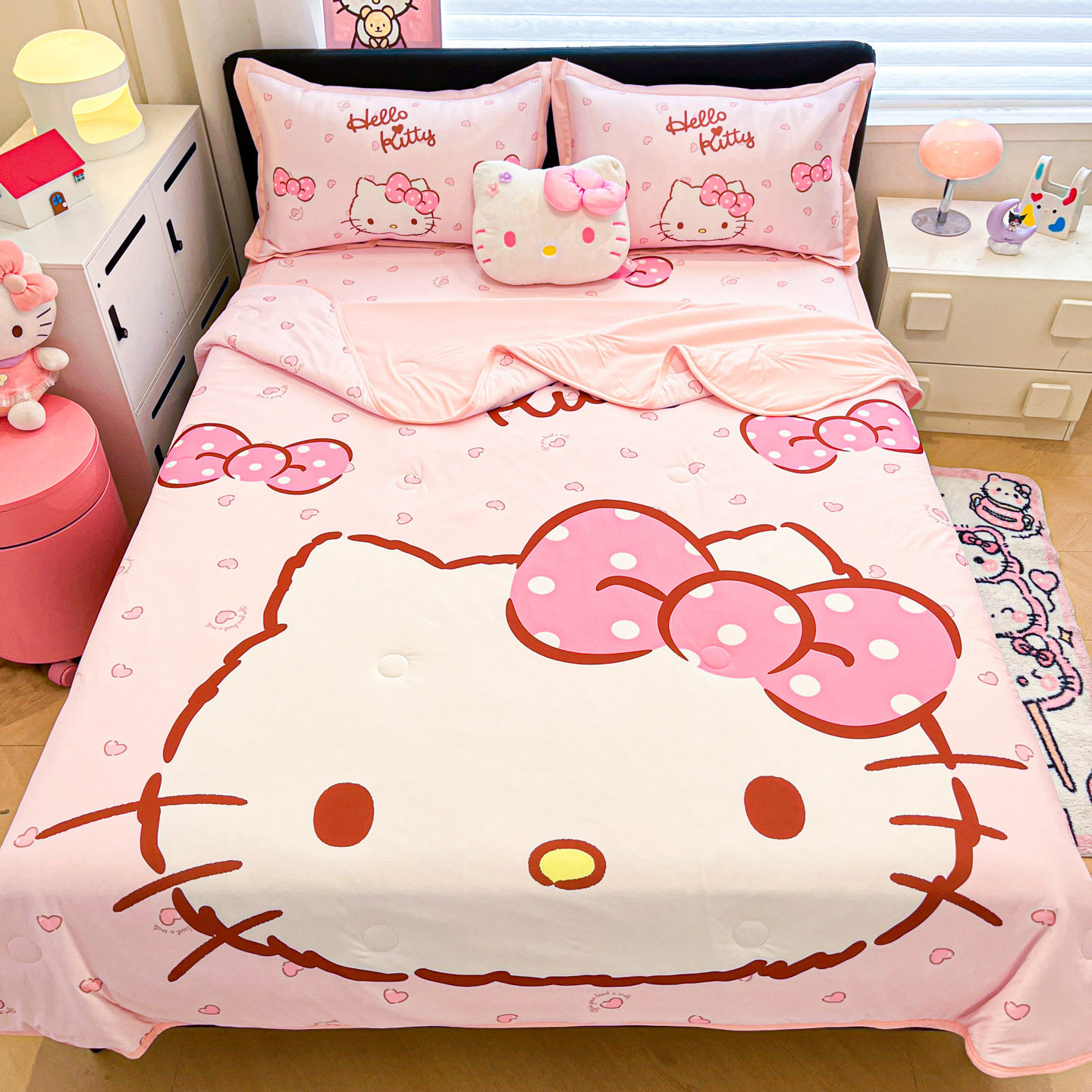 三丽鸥Hello Kitty夏凉被儿童卡通可爱库洛米凉感丝空调被可机洗
