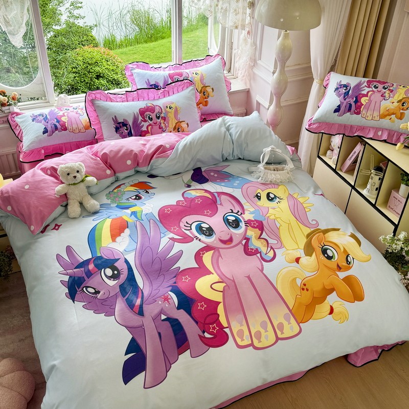 3D小马宝莉卡通全棉四件套儿童纯棉床单被套床笠三件套床上用品