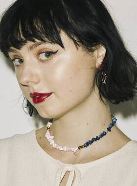 天然石锁骨链女水晶百搭