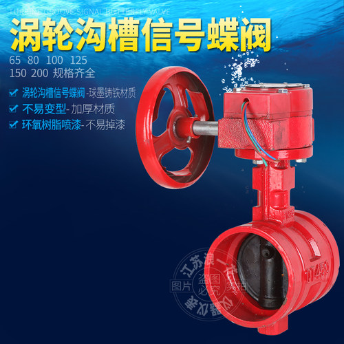 直销D381X球墨铸铁烤漆加厚挂胶ZSDF消防手动涡轮式卡箍沟槽蝶阀 - 封面