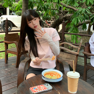 ANA宝藏珍妮 26春夏新款韩系圆领蝴蝶结提花毛织短袖套头上衣女生