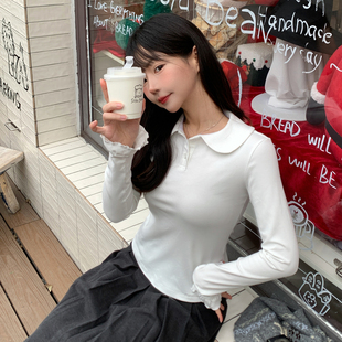 T恤修身 ANA宝藏珍妮 韩系娃娃领polo长袖 新款 显瘦打底上衣 冬季