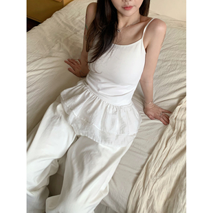 打底背心吊带 双层莱赛尔蕾丝花边下摆屁帘拼接无袖 ANA Native