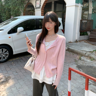 ANA宝藏珍妮 毛衣女生上衣外套 26春夏韩系休闲慵懒绞花薄针织开衫