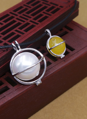 幸运星球无孔镶嵌蜜蜡珍珠空托