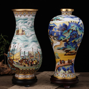 老北京景泰蓝花瓶摆件丝绸之路盛世和平瓶商务公司周年庆贺礼品