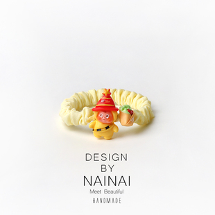 卡通黃色系列星星人发绳甜美头饰可爱高马尾发圈饰品少女发饰发圈