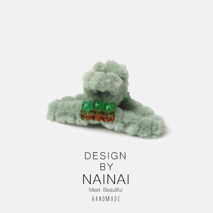 秋冬新款软糖小熊毛绒抓夹可爱大号发夹女后脑勺气质ins毛毛发夹