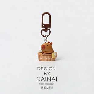 卡通个性 卡皮巴拉钥匙扣可爱包包挂件百搭挂饰创意简约饰品配饰品