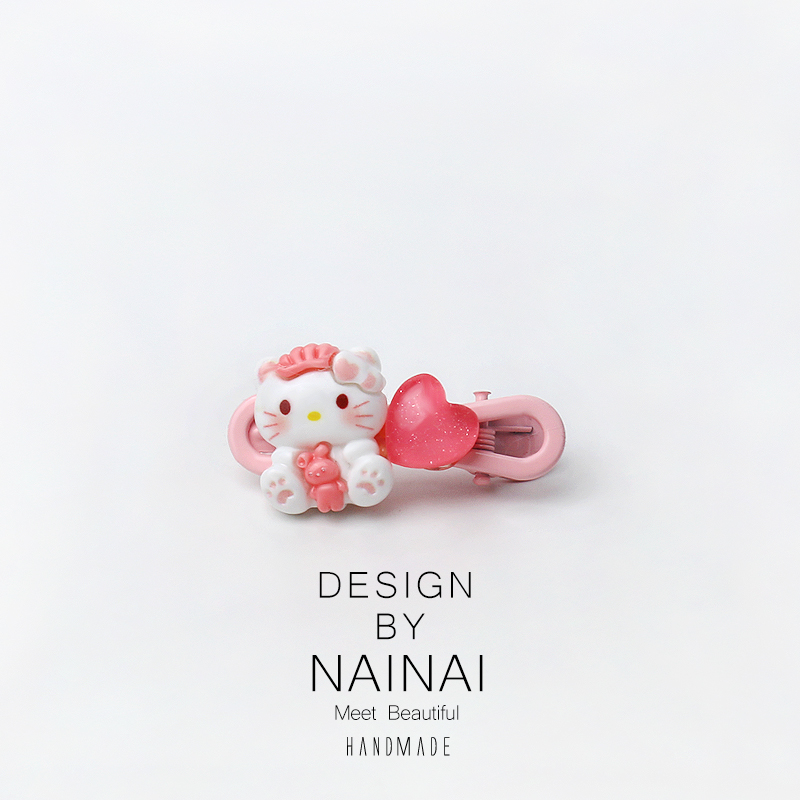 超萌Kitty猫爱心发夹卡通刘海夹子侧边夹原创设计百搭学生发饰品