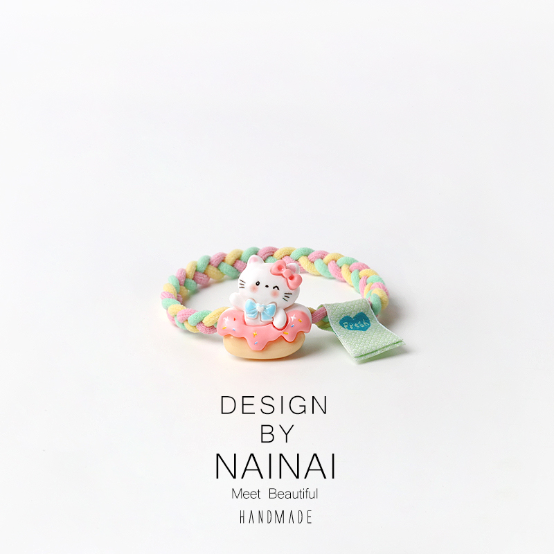 软萌可爱Kitty猫甜品发圈甜美发绳橡皮筋头绳少女搭配高马尾发饰