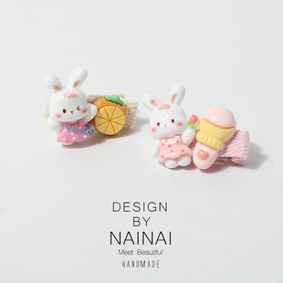 彩色水果小兔子边夹可爱侧边刘海碎发夹小号夹子发饰