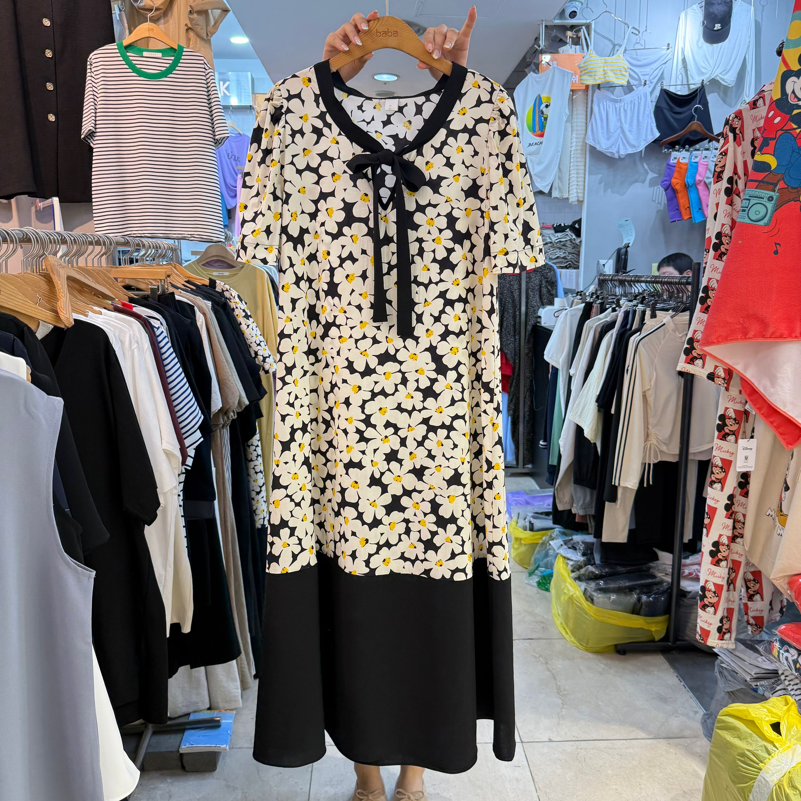 韓國代購大碼碎花連衣裙韓版寬松