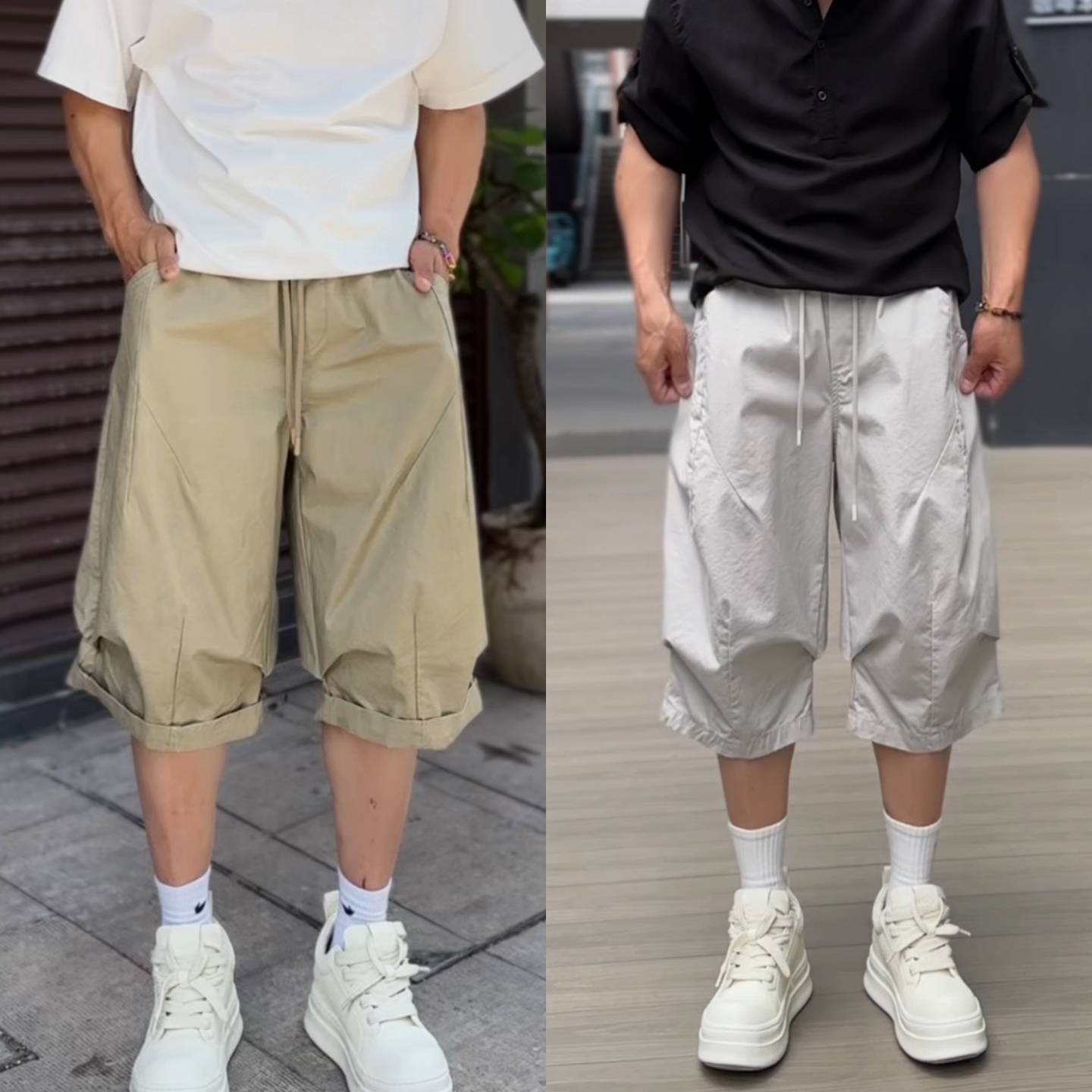夏季男士户外运动阔腿七分裤