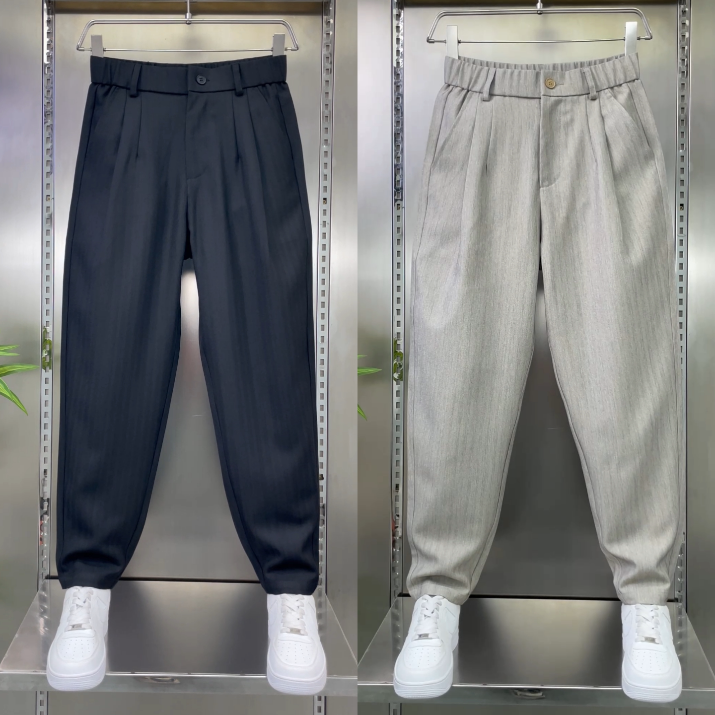 夏季男士老钱风拼接直筒西裤