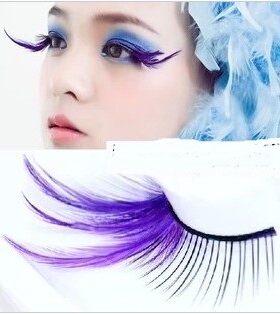 羽毛假睫毛 舞台彩妆艺术造型紫色羽毛眼尾加长新款YM43