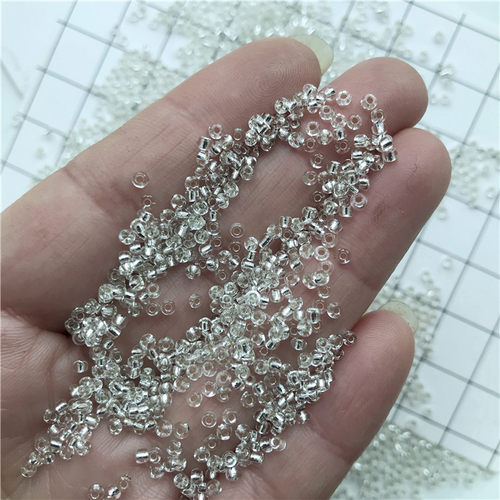 灌银透明色小米珠DIY手缝玻璃珠水晶串珠婚纱礼服裙钻饰配件2MM