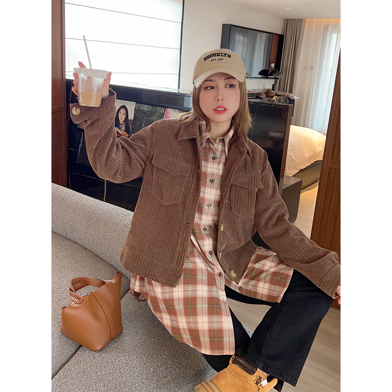 外套宽松显瘦气质坑条