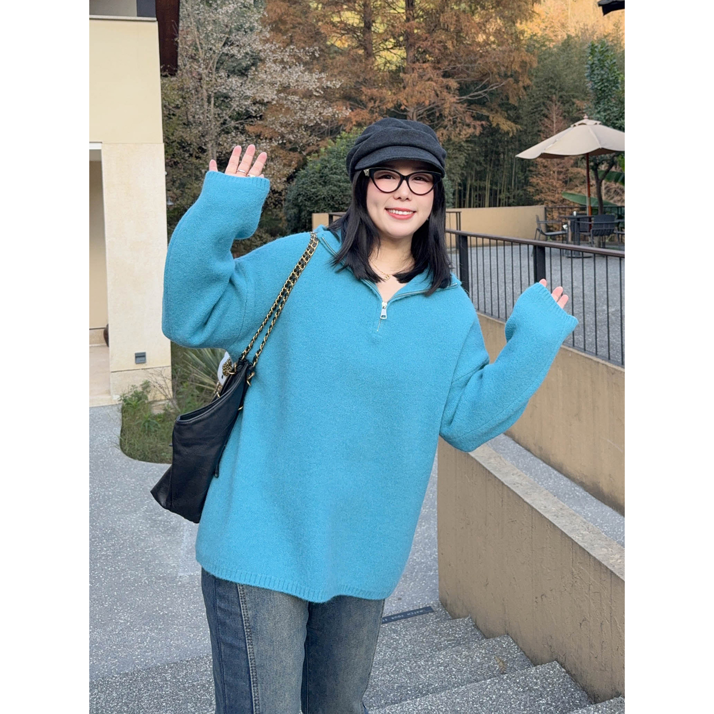 【12/8晚八点开售】柔焦小绒毯质感温暖显瘦休闲减龄连帽拉链毛衣