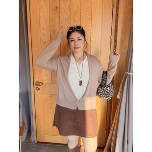 秋 row系简约松弛感撞色假两件针织毛衣开衫 VOGANA戛纳家大码 女装