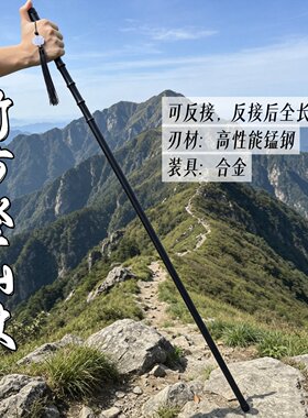 磨砂黑锰钢登山杖剑竹中剑未开刃