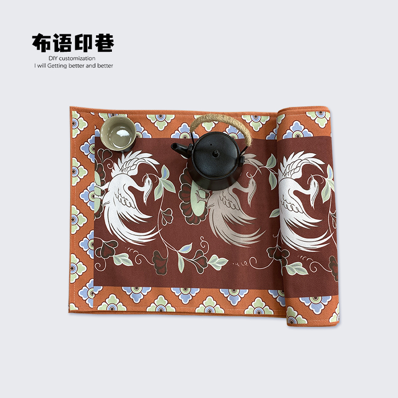 中式国风敦煌飞天藻井茶席巾桌旗床旗禅意客厅茶室布艺桌布博物馆