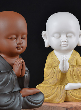 陶瓷小和尚可爱沙弥家居客厅摆件