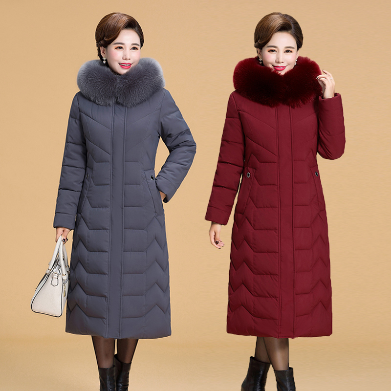 妈妈装超长款棉衣大码外套冬装厚
