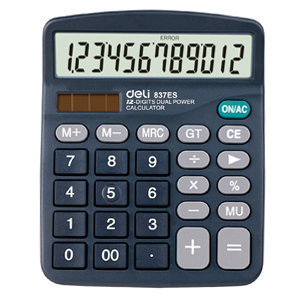 得力837ES商务计算器12位太阳能双电源计算机学生办公财务专用器
