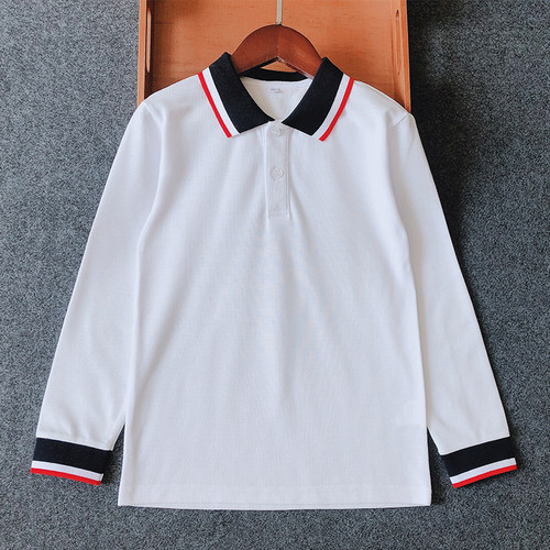 儿童校园服白色长袖T恤POLO衫