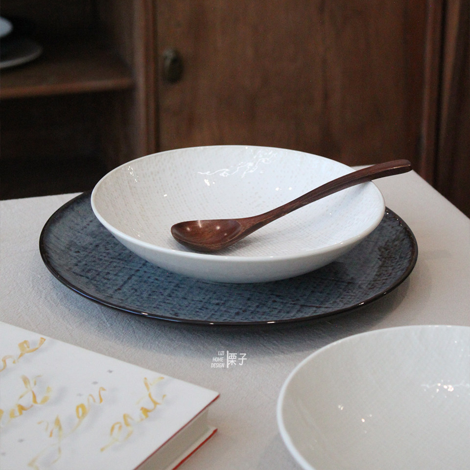 「栗子家设」麻布纹·深盘 日式麻布家用菜盘深盘汤盘沙拉盘好用,餐饮具,盘,淘宝优惠券,粉丝福利购,淘宝优惠卷