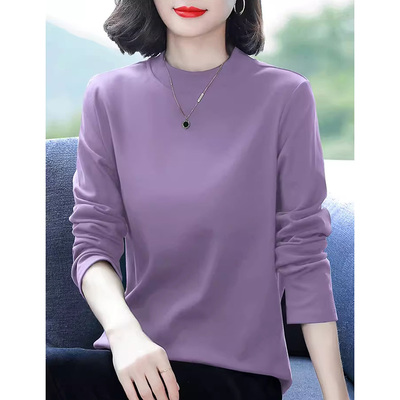 德绒打底衫女长袖t恤半高领上衣