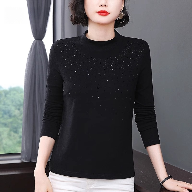 黑色德绒打底衫女装2025秋冬新款半高领长袖t恤大码保暖内搭上衣