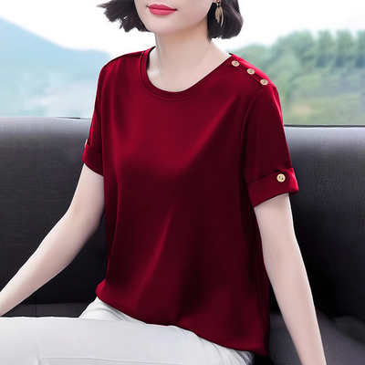 短袖t恤女装夏季新款洋气妈妈宽松体恤衫大码胖mm百搭女士上衣服