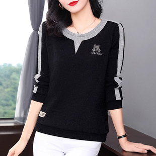 女冬季 t恤大码 新款 洋气妈妈长袖 胖mm宽松遮肚上衣 时尚 春秋打底衫