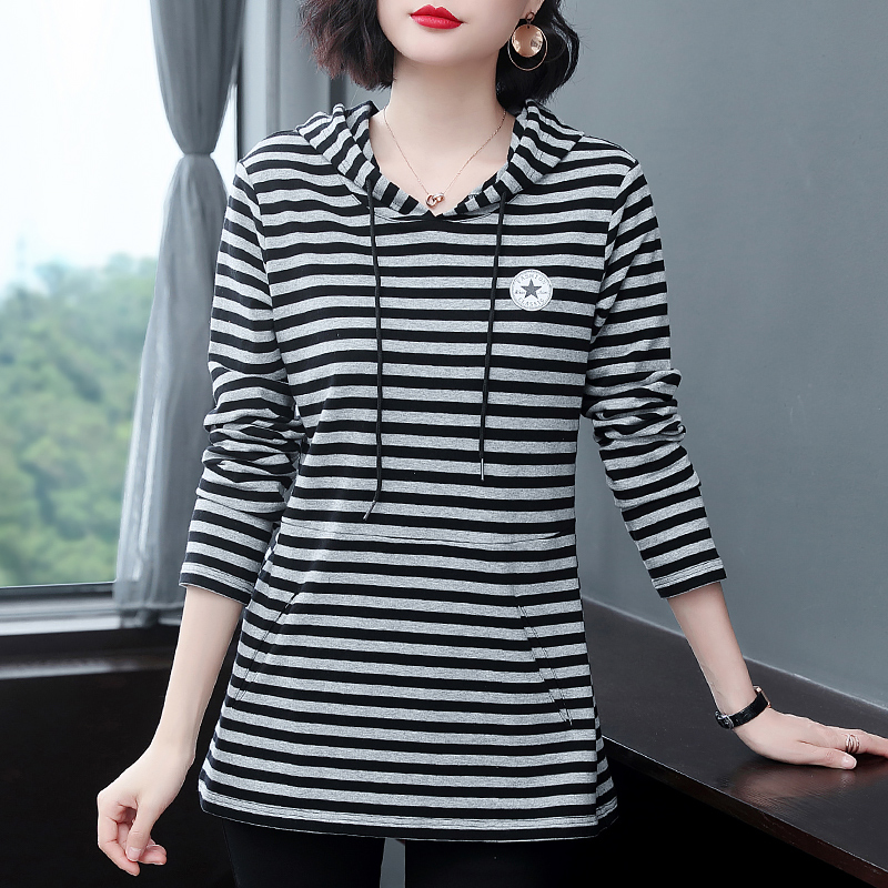 连帽卫衣女装长袖t恤上衣打底衫