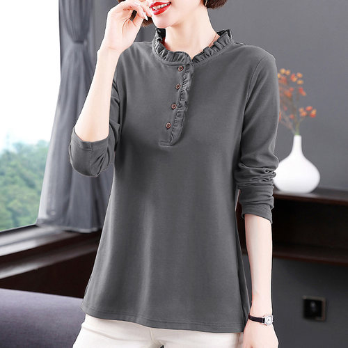 纯棉长袖t恤大码上衣女士打底衫