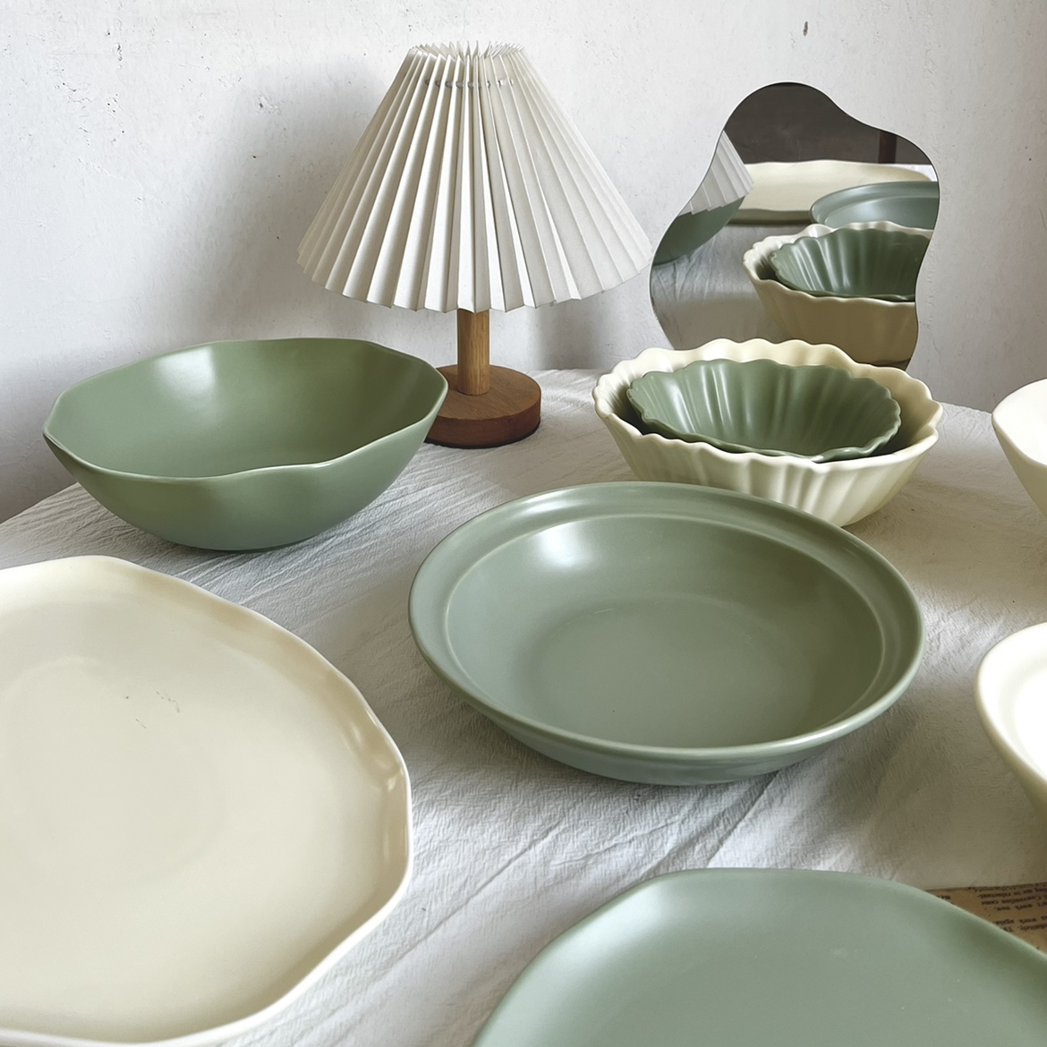 陶瓷家用哑光奶油色餐具