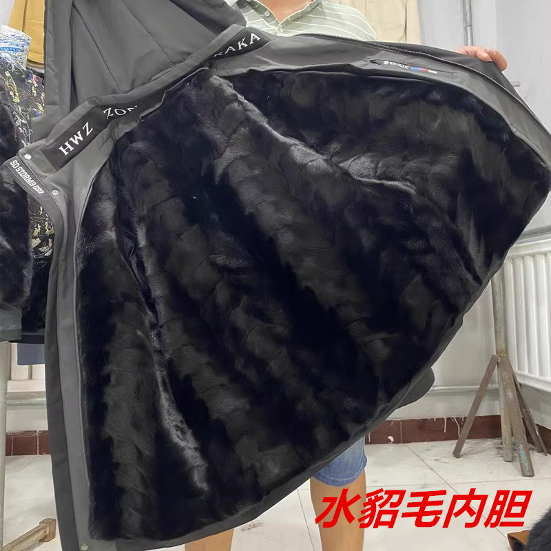 皮毛一体男派克服男外套内胆连帽