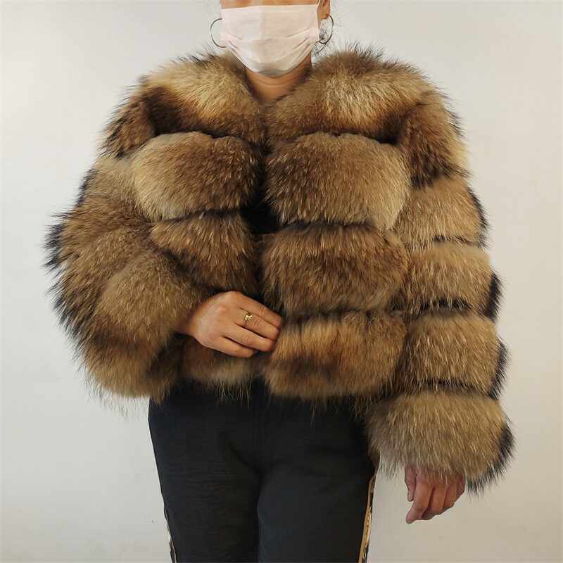 真貉子狐狸毛皮草外套女2024新款洋气小个子短款气质浣熊显瘦圆领