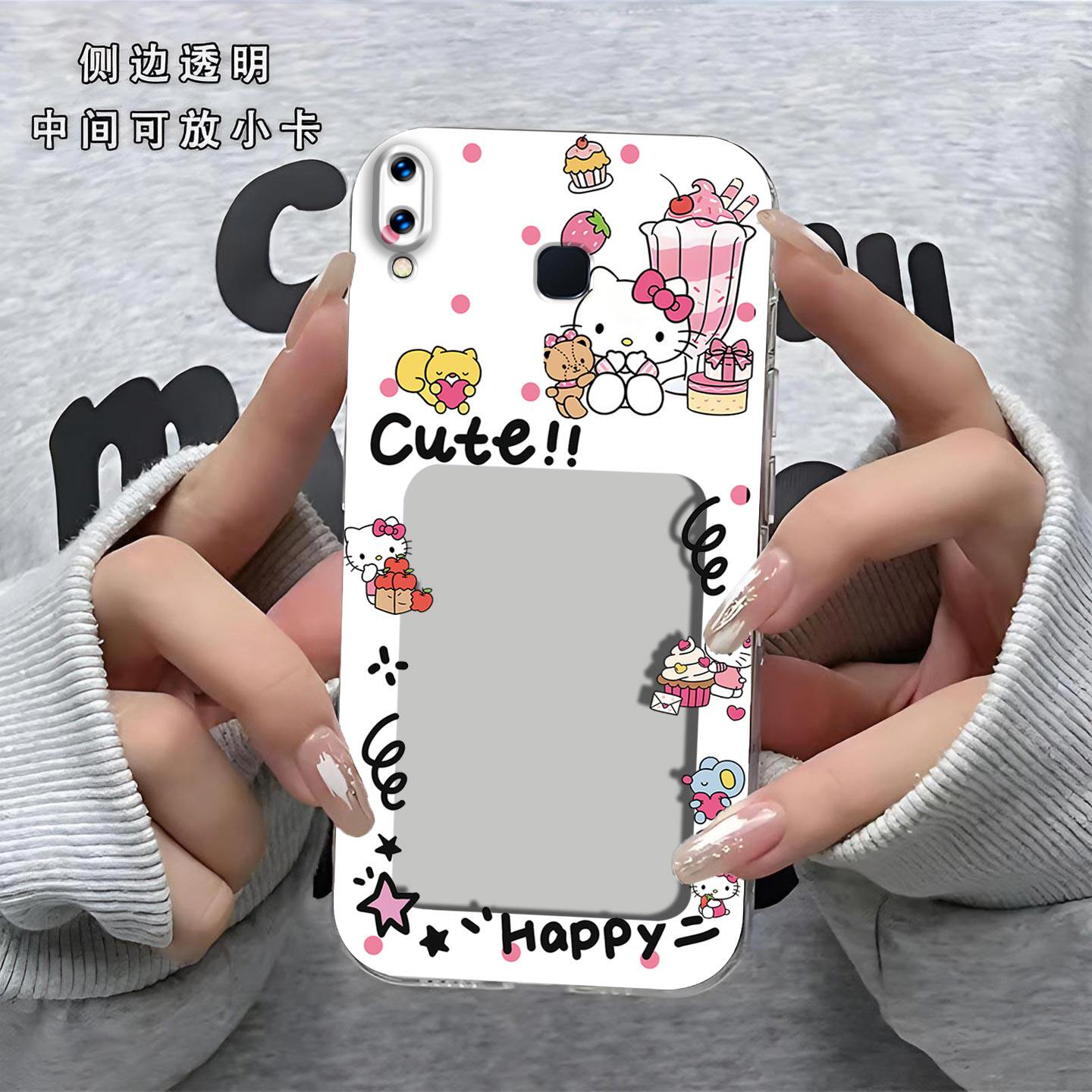 可爱KT猫相框可放照片适用vivo Z3手机壳z3i标准版镜头全包v1813Ba磨砂防摔软壳保护套v1813t创意新款手机套i