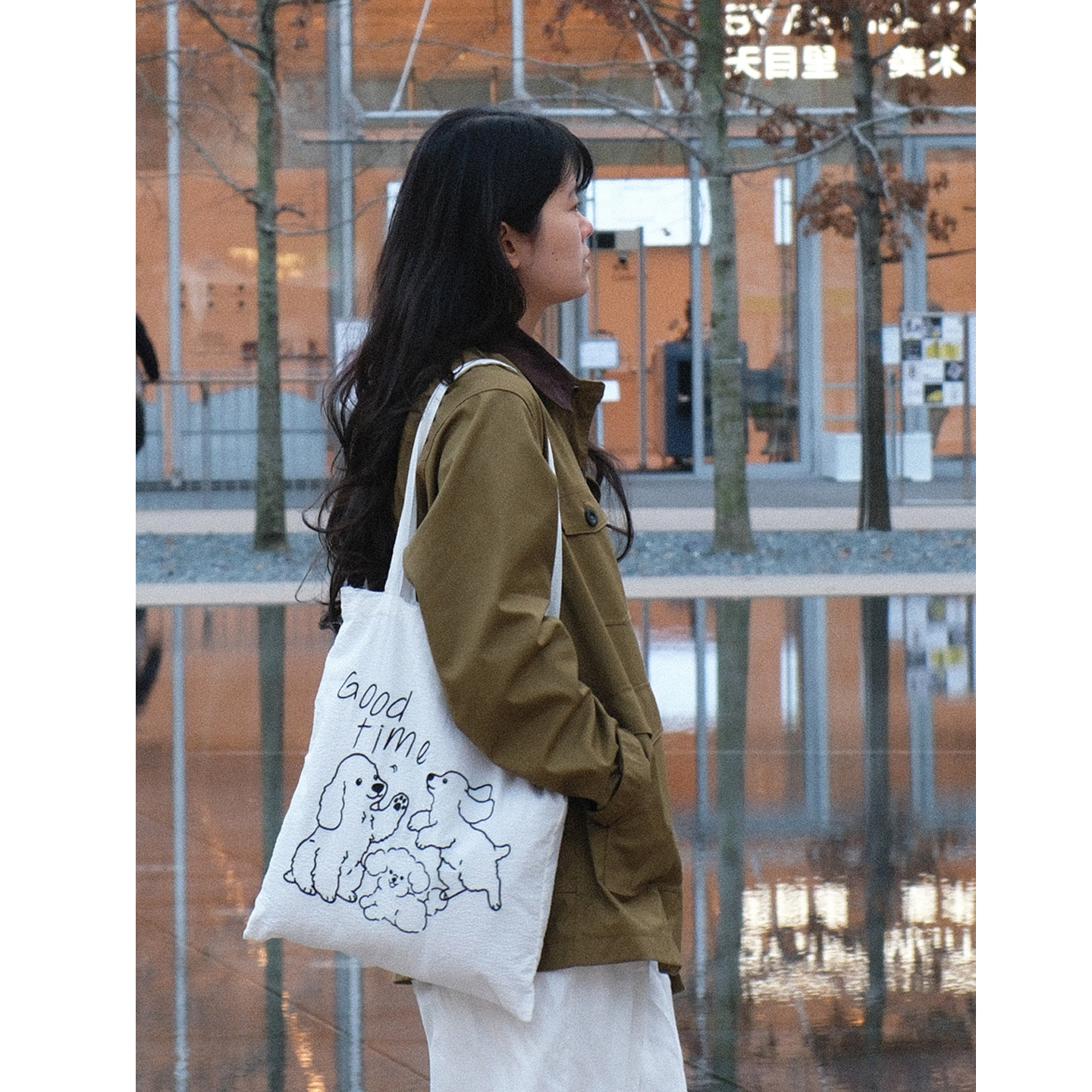 原创小狗刺绣单肩包日常通勤百搭